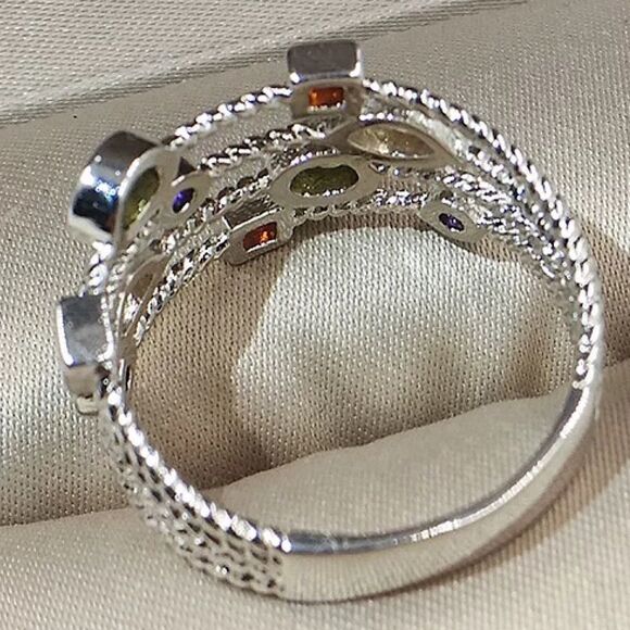 💎135💎 Women's 925 Sterling Silver Multicolor Gemstone Ring @KindLuxuries - Picture 10 of 11